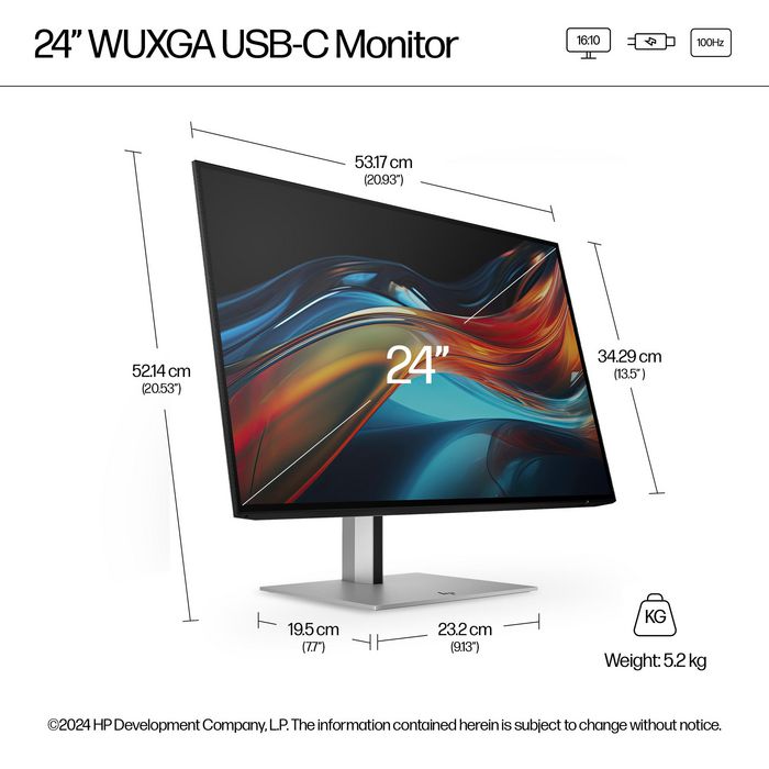HP Moniteur Série 7 Pro 724pu 24 pouces WUXGA Argent