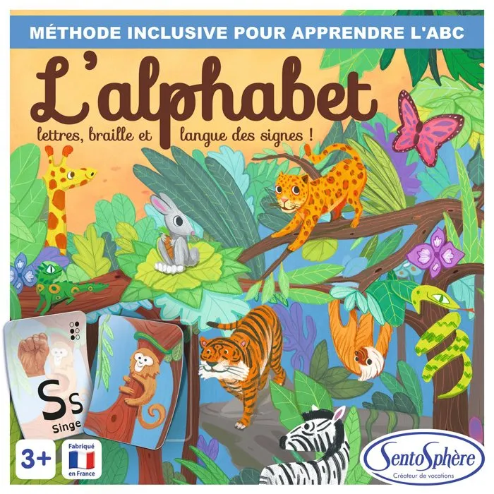 Sentosphere L'Alphabet - Jeu Éducatif Enfant 3 ans - Majuscule, Minuscule, Braille, Langue des Signes - Apprentissage Ludique et Inclusif