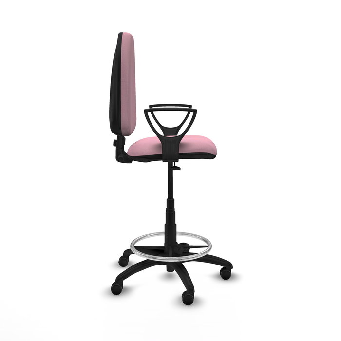 Tabouret Aýna taburete Contact permament de base Tissu Rose Structure polyamide noire Accoudoirs fixes Sans appui-tête Roulettes pour moquette