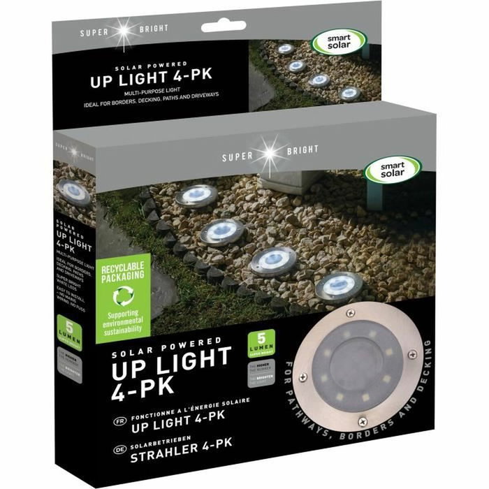 Smart Garden Pack de 4 Spots solaires Up-Light en Acier Smart Garden Pack de 4 Spots solaires Up-Light en Acier