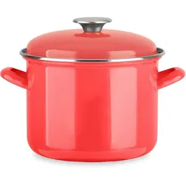 Baumalu Casserole à induction et tous feux en acier émaillé rouge 22 x 16 cm - Traiteur
