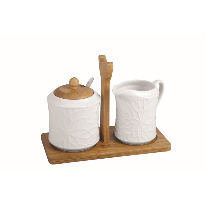 Sucrier Home ESPRIT Blanc Bambou Porcelaine 19,5 x 9 x 17 cm 2 Pièces