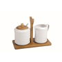 Sucrier Home ESPRIT Blanc Bambou Porcelaine 19,5 x 9 x 17 cm 2 Pièces
