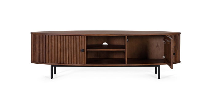 GINER Y COLOMER - Meuble TV en bois d'acacia et métal avec 2 portes, fabrication artisanale - Dimensions: 170 x 48 x 50 cm - Couleur Cerisier GINER Y COLOMER - Meuble TV en bois d'acacia et métal avec 2 portes, fabrication artisanale - Dimensions: 170 x 48 x 50 cm - Couleur Cerisier