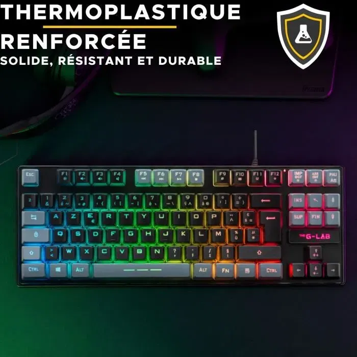The G-Lab Clavier Gamer KEYZ CAESIUM TKL Compact avec Rétroéclairage RGB - Noir & Gris - Technologie Membrane
