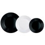 Luminarc Vaisselle 18 Pièces Harena N&B Verre Blanc et Noir Pour 6 Personnes