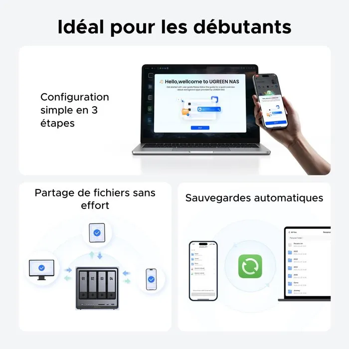 UGREEN NASync DXP4800 Plus Serveur NAS 4 Baies Intel Pentium Gold 12? Gen 8 Go RAM DDR5 10 GbE M.2 NVMe pour Créateurs Contenu et Entreprises