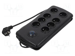 QOLTEC Multiprise parafoudre 8 prises, 2,5m, noir