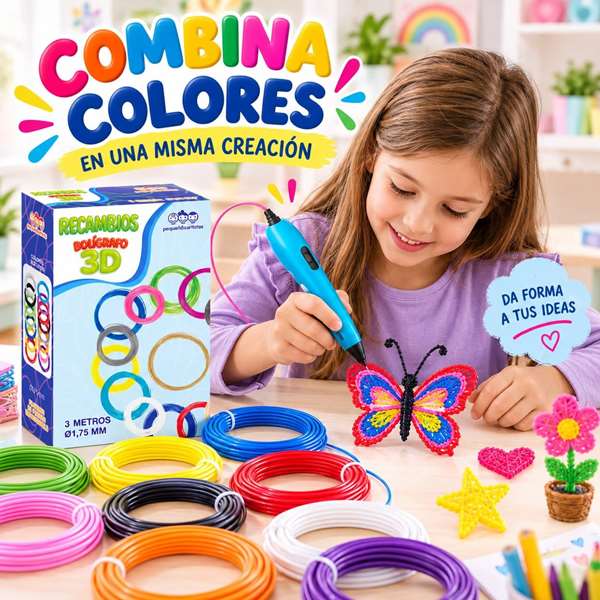 Jugatoys - pequeñ@sartistas Recharges pour stylo 3D, 15 couleurs Jugatoys - pequeñ@sartistas Recharges pour stylo 3D, 15 couleurs