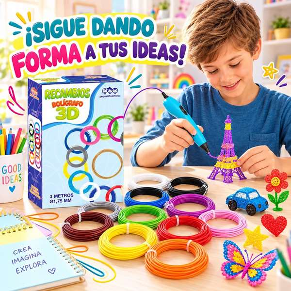 Jugatoys - pequeñ@sartistas Recharges pour stylo 3D, 15 couleurs Jugatoys - pequeñ@sartistas Recharges pour stylo 3D, 15 couleurs