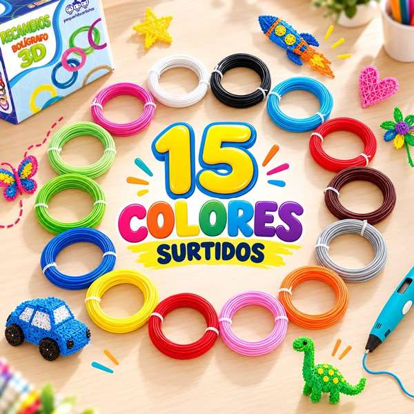 Jugatoys - pequeñ@sartistas Recharges pour stylo 3D, 15 couleurs Jugatoys - pequeñ@sartistas Recharges pour stylo 3D, 15 couleurs