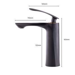 GreenIce Grifo de lavabo monomando noir avec bec bas