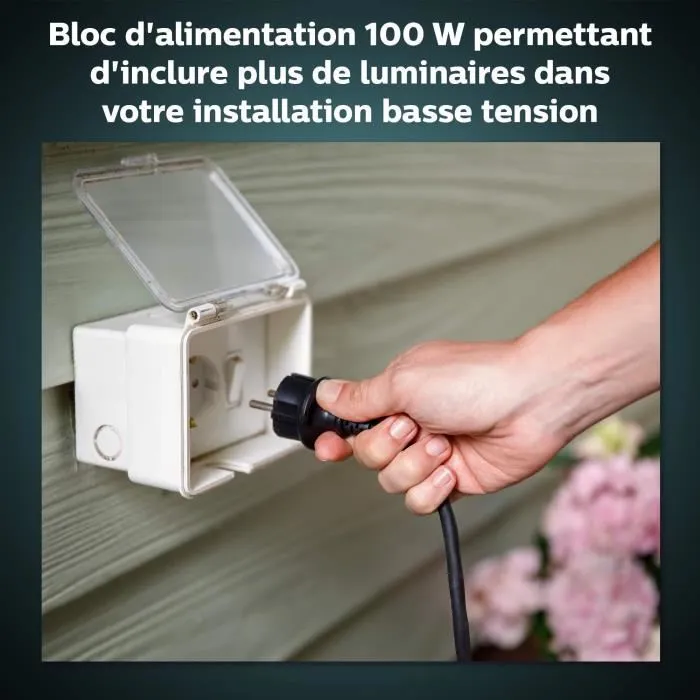 Philips Hue - Câble d'alimentation 100W pour éclairage extérieur Hue Outdoor - Noir