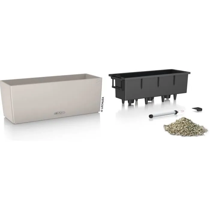 Lechuza Balconera Color 50 - Jardinière de balcon avec réserve d'eau de 8 L - 50 x 19 x 19 cm - Kit complet suspendu ou posé - Couleur brun sable