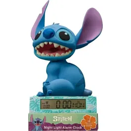 Kids Licensing Réveil Figurine 3D Stitch LAS3055 avec Veilleuse, Alarme et Affichage de la Date - Fonctionne sur Piles AA Incluses