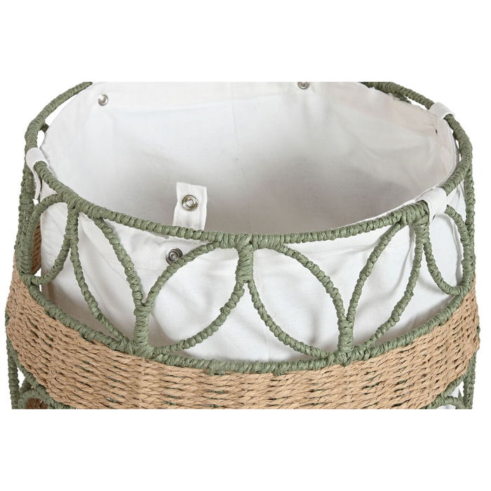 Panier décoratif Home ESPRIT Blanc Vert Fibre naturelle (2 Unités)