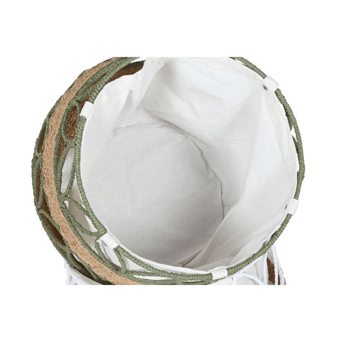 Panier décoratif Home ESPRIT Blanc Vert Fibre naturelle (2 Unités)