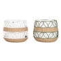Panier décoratif Home ESPRIT Blanc Vert Fibre naturelle (2 Unités)