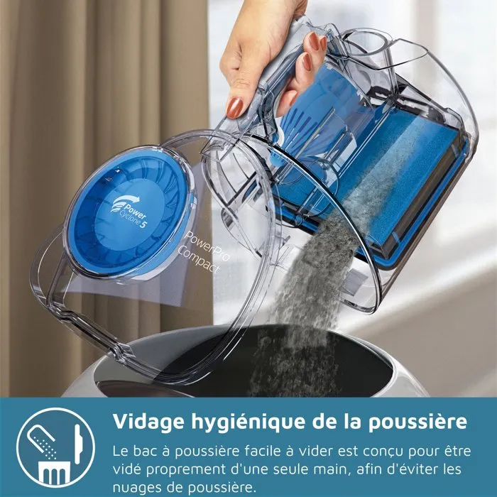Philips FC9331/09 Aspirateur traineau sans sac 900W PowerPro Compact Serie 3000 - Technologie PowerCyclone 5 - Filtration anti-allergene HEPA 13 - Noir intense