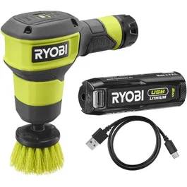Ryobi Brosse de nettoyage 4V USB Lithium multisurfaces RSCR4-120G avec batterie 2Ah et chargeur