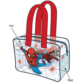 MARVEL - Sac de plage transparent Spiderman, 50x40 cm, en PVC