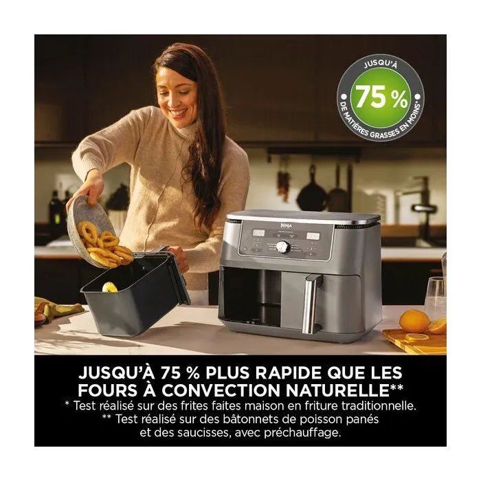 Ninja Friteuse sans huile DZ400EU 9,5L 2 cuves Dual Zone Air Fryer Max Crisp