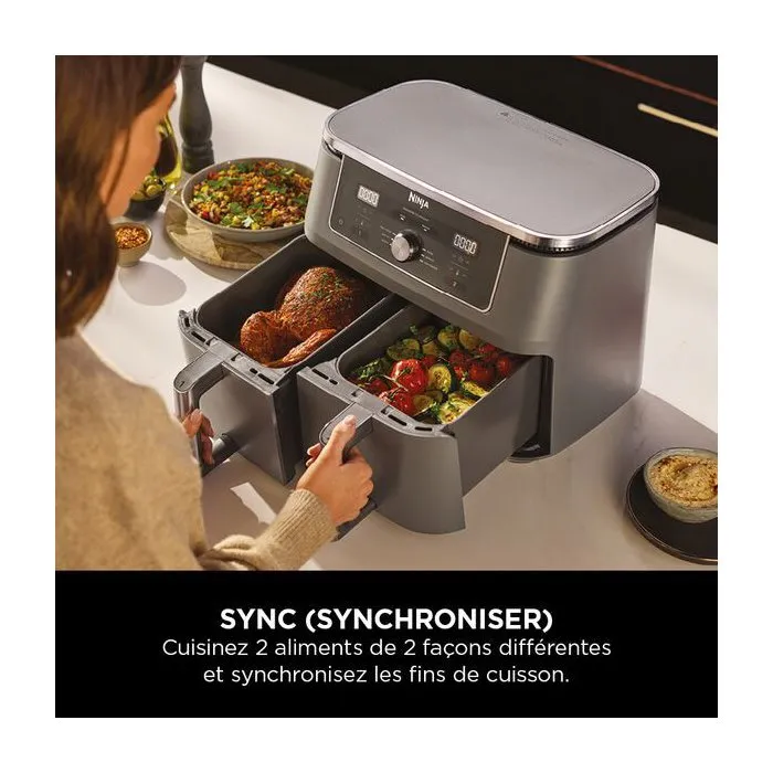 Ninja Friteuse sans huile DZ400EU 9,5L 2 cuves Dual Zone Air Fryer Max Crisp