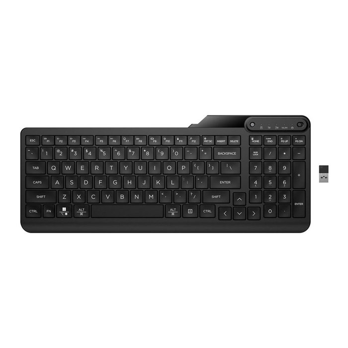 HP 475 Clavier sans fil Dual Mode Bluetooth 5.3 et 2.4 GHz, multidispositif, compact, layout espagnol, noir