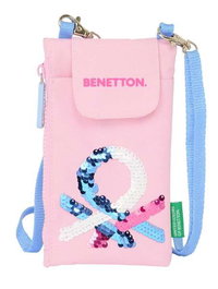 Benetton - Porte-monnaie et porte-mobile pour enfant rose "Pink" - 10 x 19 cm