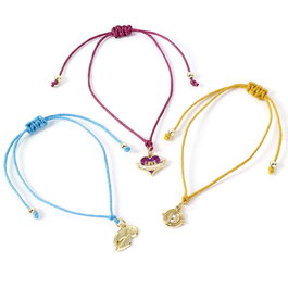 THE CARAT SHOP - Set de 3 bracelets de l'amitié Harry Potter avec Snitch Dorée, Potion d'Amour et Retourneur de Temps en alliage de zinc et nylon