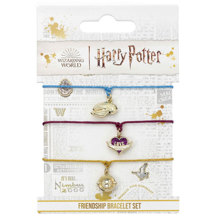 THE CARAT SHOP - Set de 3 bracelets de l'amitié Harry Potter avec Snitch Dorée, Potion d'Amour et Retourneur de Temps en alliage de zinc et nylon