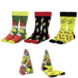 CERDÁ Set de 3 paires de chaussettes motif Grinch - Taille unique 38/45 - 86% coton, 12% polyamide, 2% élasthanne