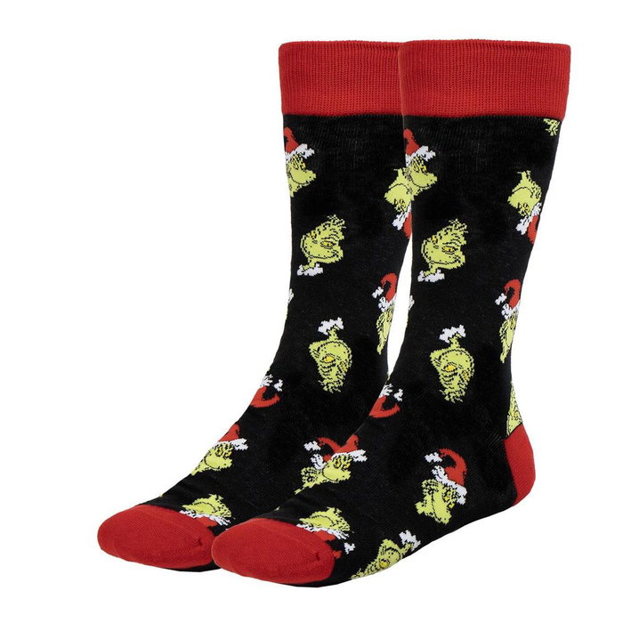 CERDÁ Set de 3 paires de chaussettes motif Grinch - Taille unique 38/45 - 86% coton, 12% polyamide, 2% élasthanne