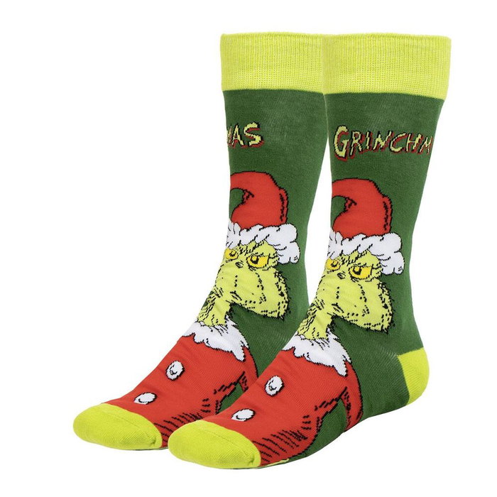 CERDÁ Set de 3 paires de chaussettes motif Grinch - Taille unique 38/45 - 86% coton, 12% polyamide, 2% élasthanne