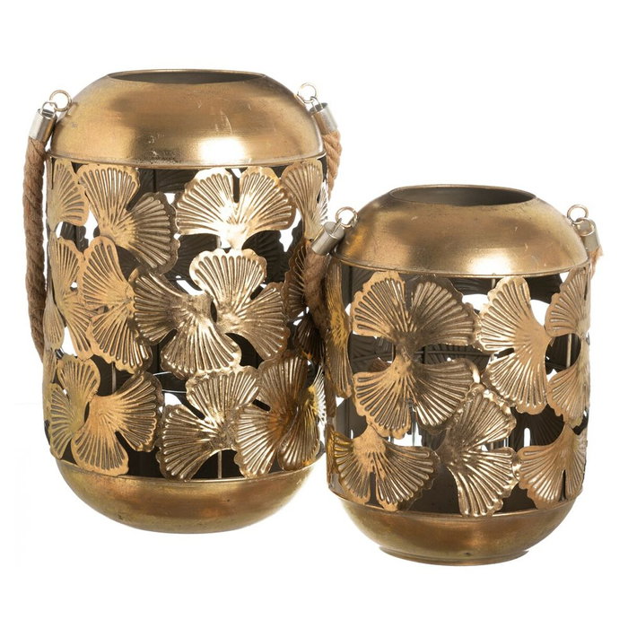BigBuy Home Lanterne Doré Verre Corde Fer 21 x 21 x 32,5 cm BigBuy Home Lanterne Doré Verre Corde Fer 21 x 21 x 32,5 cm