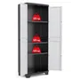 Keter LINEAR - Armoire de rangement haute extérieure, Noir/Gris, 68 x 39 x 173 cm, 3 étagères réglables 15 kg, cadenassable