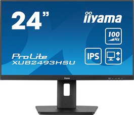Iiyama Prolite XUB2493HSU-B7 - Écran PC 23.8" (60 cm) Full HD 100Hz IPS 1ms - Dalle IPS, Ports HDMI DisplayPort USB HUB, Haut-parleurs, Pied Réglable et Pivot