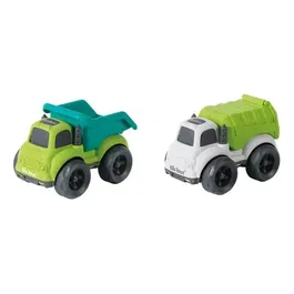 Lexibook Pack de 2 Petits Camions Jouets en Fibre de Blé et Plastique Recyclable, Couleurs Vives, Dimensions 10*6.5*7 cm, Pour Bébés à Partir de 18 Mois