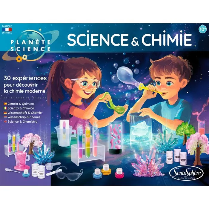 Sentosphere - Kit Scientifique Science et Chimie - 30 Expériences avec 12 Matières Premières - Jeu Éducatif pour Enfants dès 8 Ans