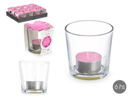 Acorde Porte-bougie Tealight Orchidée 6h en Verre Violet 7x7x7 cm (Set de 12)