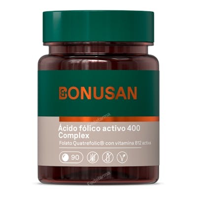 Bonusan Acido Folico Activo 400Mcg Plus 90 Comprimés – Complément Alimentaire avec Acide Folique Actif et Vitamine B12 Bonusan Acido Folico Activo 400Mcg Plus 90 Comprimés – Complément Alimentaire avec Acide Folique Actif et Vitamine B12