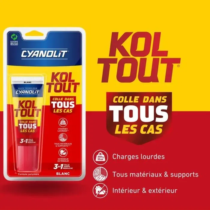 Cyanolit Colle polyvalente ultra-forte Blanc 50ml - Résistante (-30°C à +80°C), pour réparations intérieur/extérieur, colle sous l'eau