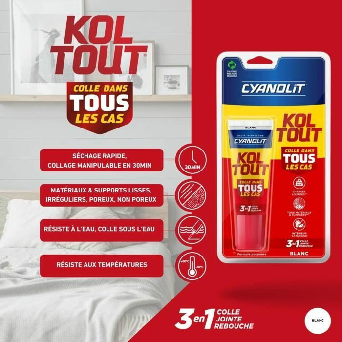 Cyanolit Colle de fixation et d'étanchéité - Blanc - 50ml Cyanolit Colle de fixation et d'étanchéité - Blanc - 50ml