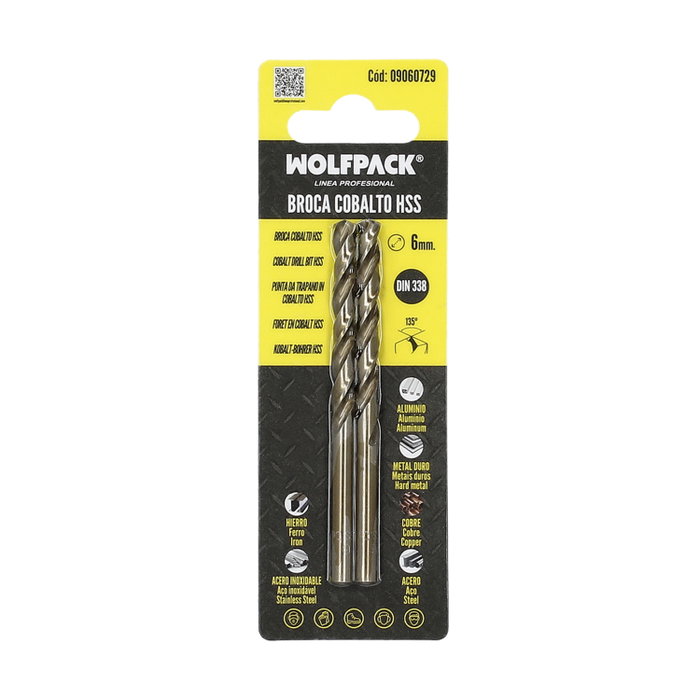 WOLFPACK LINEA PROFESIONAL Foret Cylindrique HSS Cobalt 6,0 mm (Pack de 2)