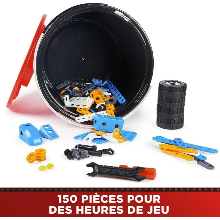 Bandai Meccano APM19103 Baril de construction 150 pièces - 5 modèles à construire, coffret éducatif STEAM, pour enfants dès 5 ans