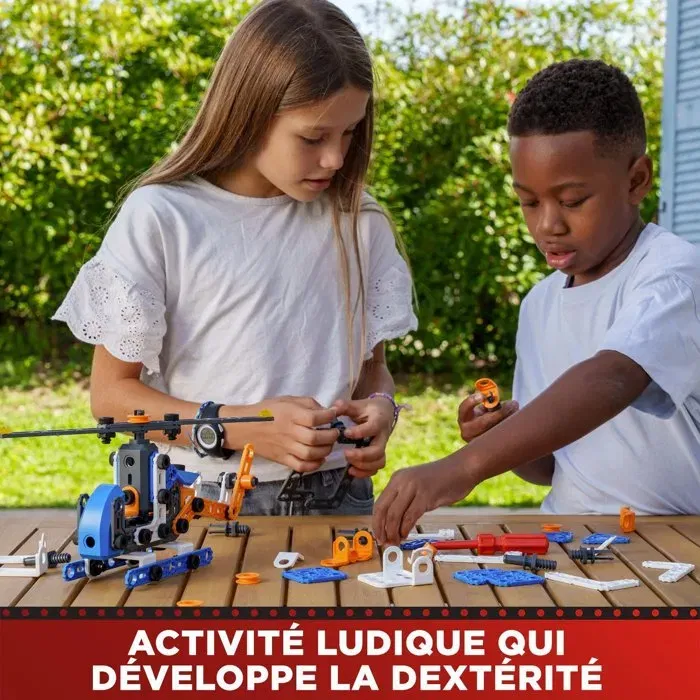 Bandai Meccano APM19103 Baril de construction 150 pièces - 5 modèles à construire, coffret éducatif STEAM, pour enfants dès 5 ans