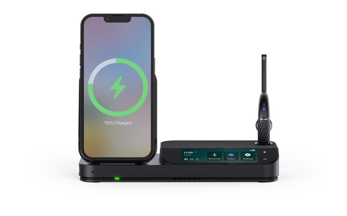 Yealink BH71 Workstation - Casque mono Bluetooth professionnel avec station de charge UC, réduction de bruit 4 micros, 30h d'autonomie, USB-C, Qi, pour visioconférence