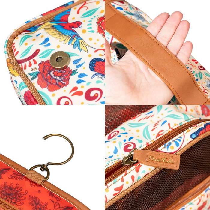 ERIK - Nécessaire de voyage Frida Kahlo avec compartiments multiples et accroche, 100% polyester imperméable