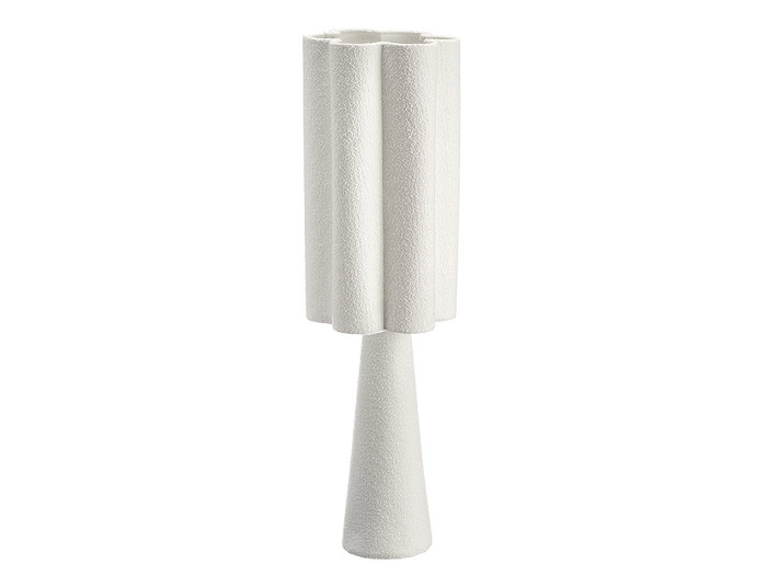 Giftdecor Lampe Fleur 74 cm Rugueux en Métal et Velours Blanc 20x20x74 cm (Set de 4)