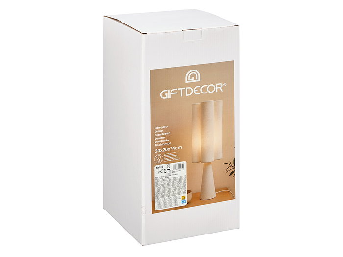 Giftdecor Lampe Fleur 74 cm Rugueux en Métal et Velours Blanc 20x20x74 cm (Set de 4)
